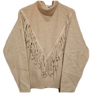 Grace + Karma Turtle neck fringe sweater.waffle knit texture Size Medium